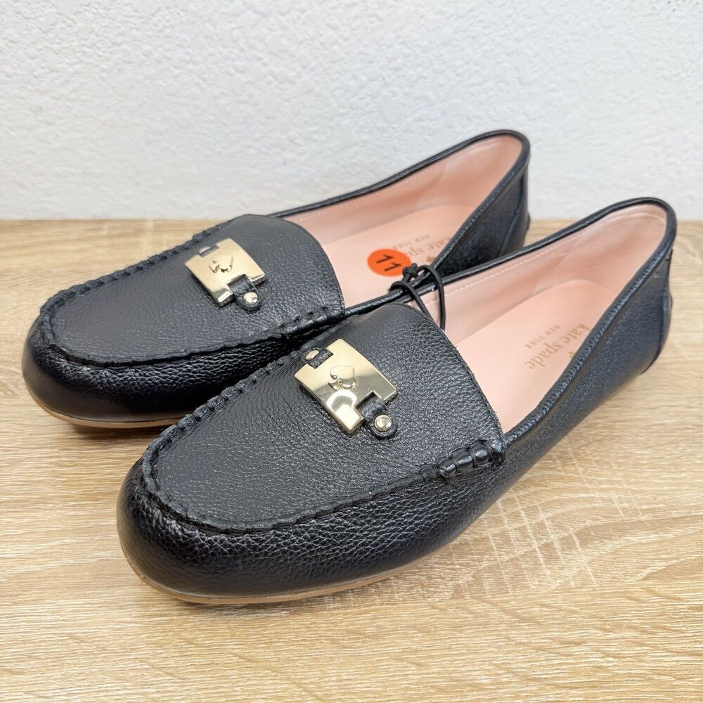 Kate Spade Carmen Black Leather Loafers Flats Size US 11 B | EU 41.5